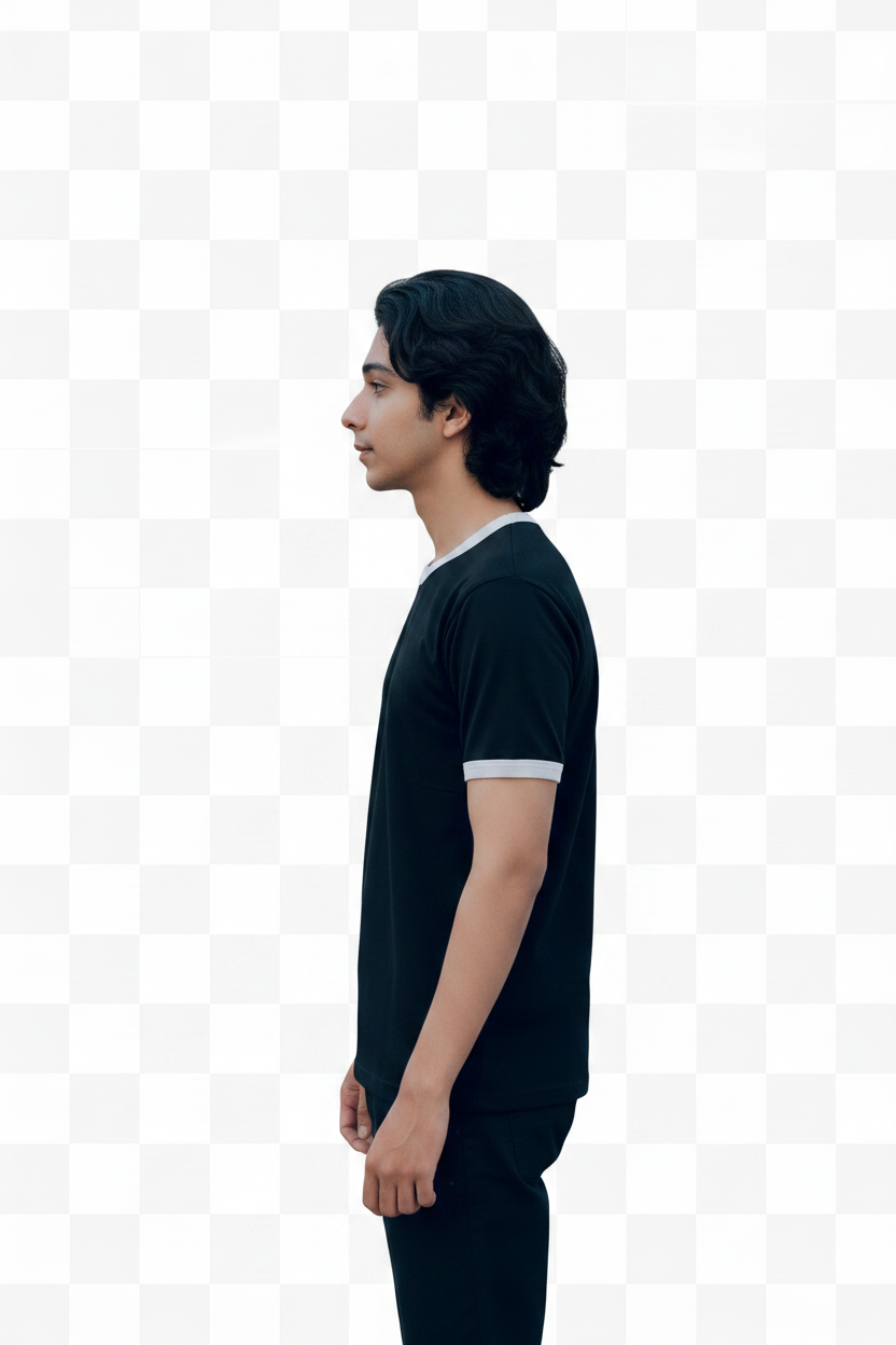 Black Ringer Tee Side