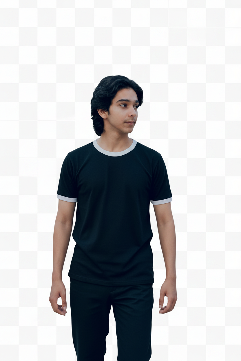 Black Ringer Tee Transparent