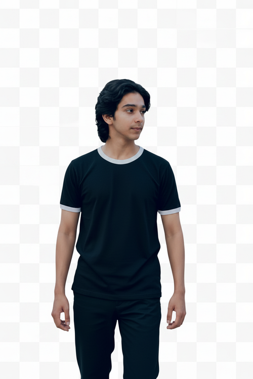 Black Ringer Tee Transparent