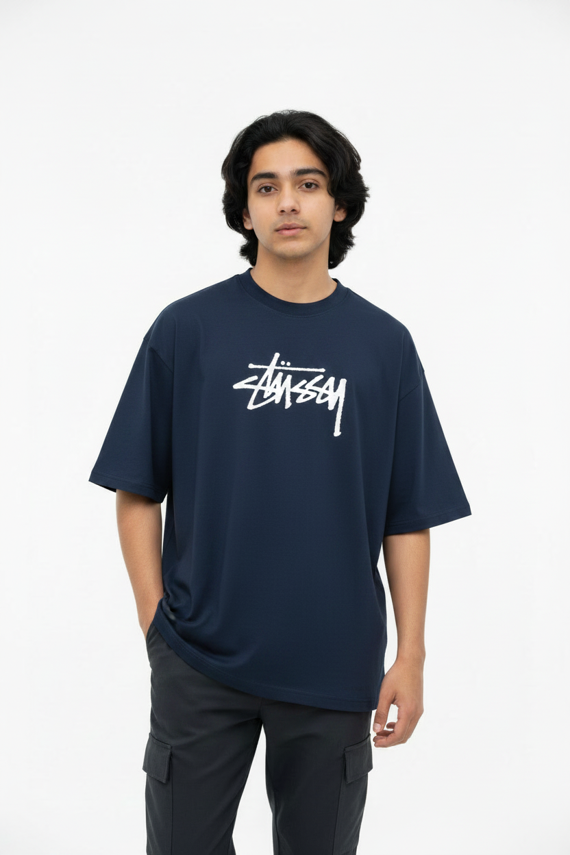 Graffiti Tee Navy Front