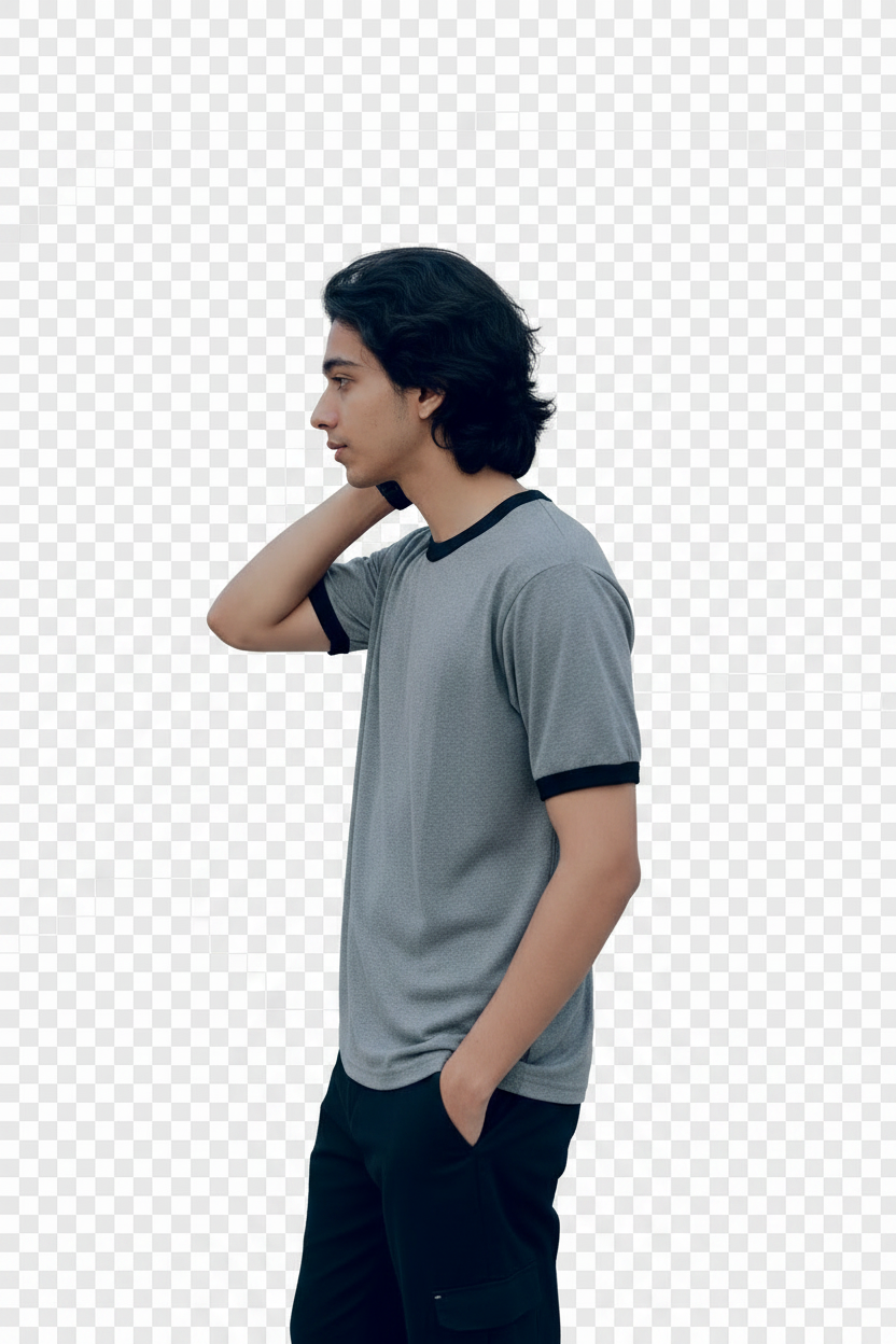 Grey Ringer Tee Side