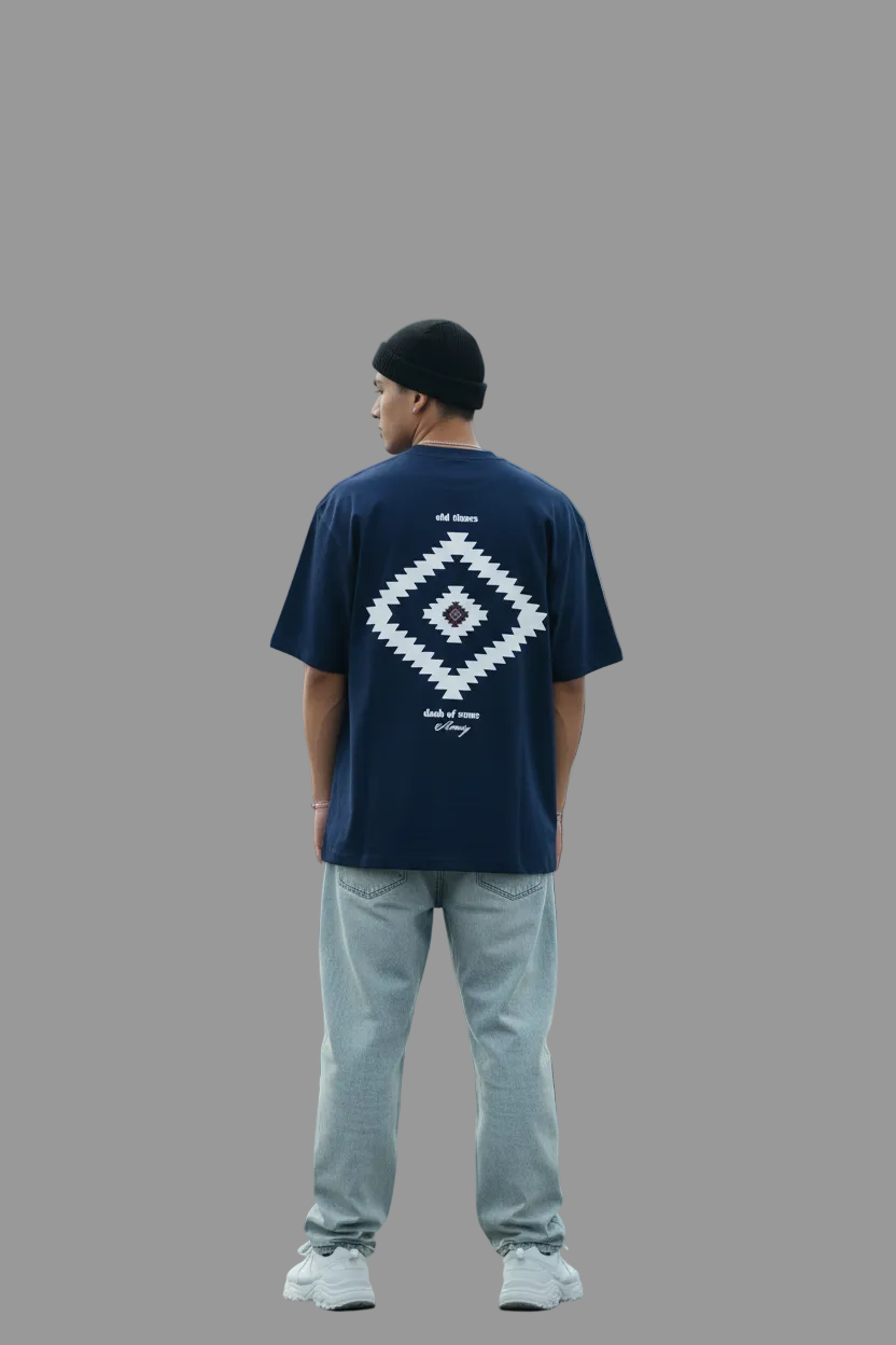 Navy Blue Old Times Tee - Back Lifestyle