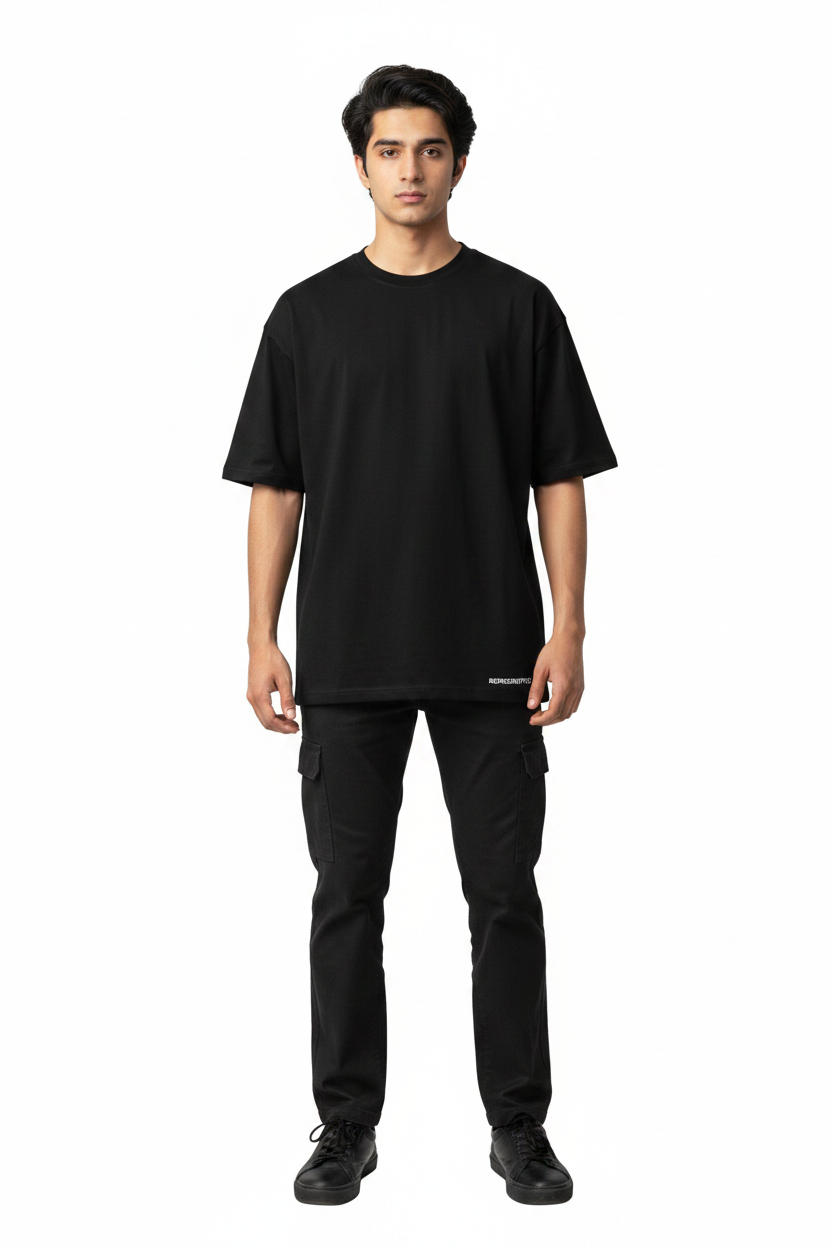 Plain Tee Black Front Transparent