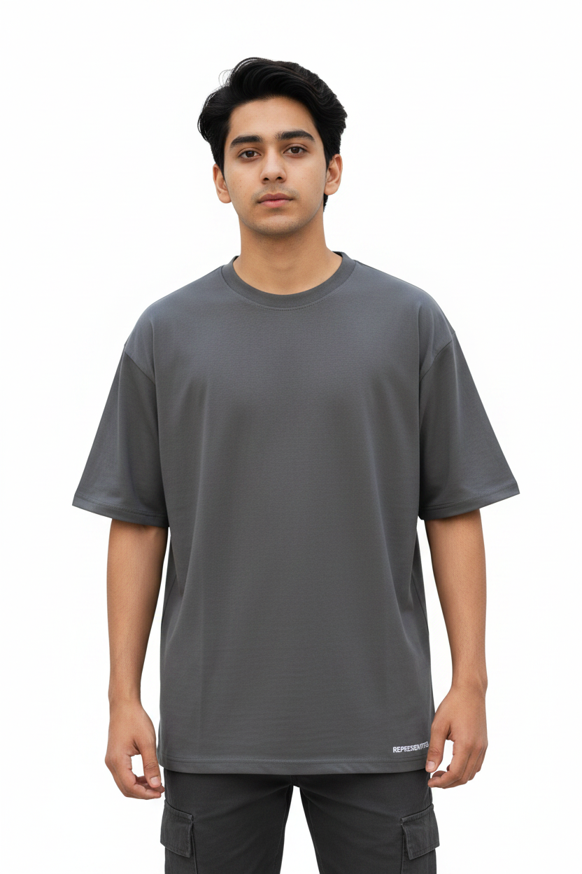 Plain Tee Grey Front Transparent