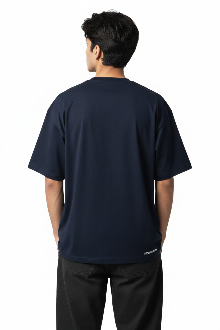 Plain Tee Navy Back Transparent