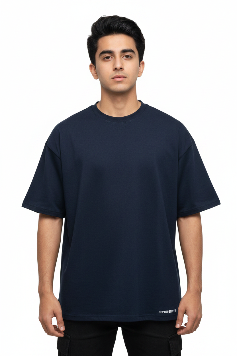 Plain Tee Navy Front Transparent