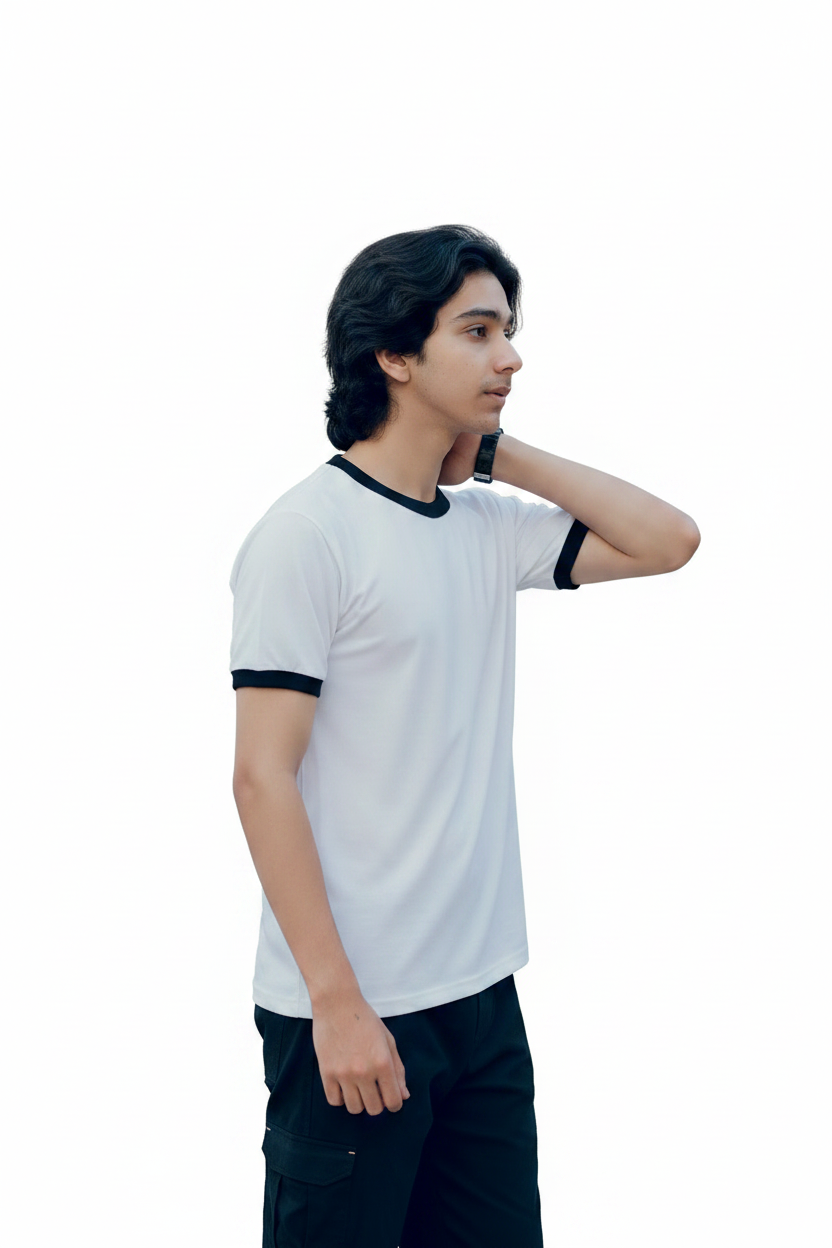White Ringer Tee Side